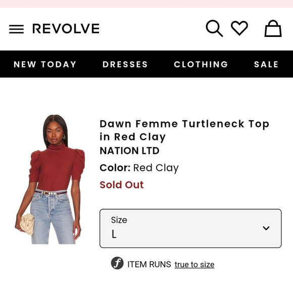 Nation LTD Dawn Femme Turtleneck Top in Red Clay size XL 100% Pima Cotton - Picture 2 of 11